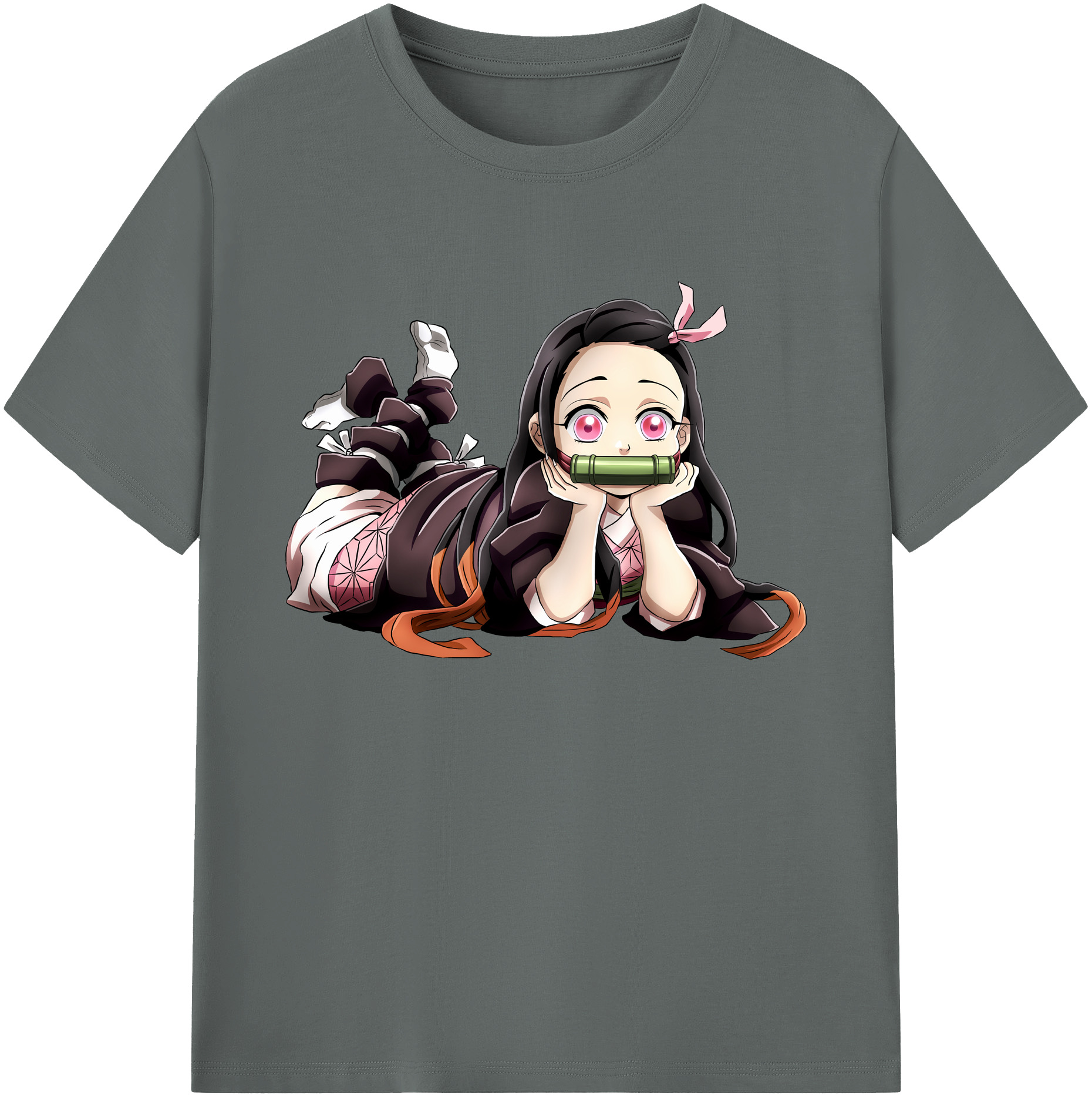 （画像用） 鬼滅の刃（きめつのやいば）竈門 禰󠄀豆子／かまど ねずこ Kamado Nezuko 綿100％ メンズ半袖Tシャツ｜肌触りやわらか＆通気性